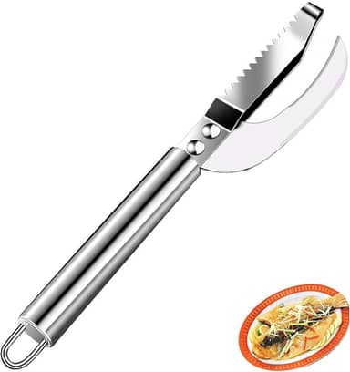 Faca de escama de peixe de aço inoxidável, faca de boca de peixe plana, barriga quebrada de descamação, raspador de escama de peixe dois em um multiuso, faca de escama de peixe, mata