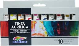 TINTA ACRÍLICA ESTOJO C/ 10 CORES 20ML CORFIX