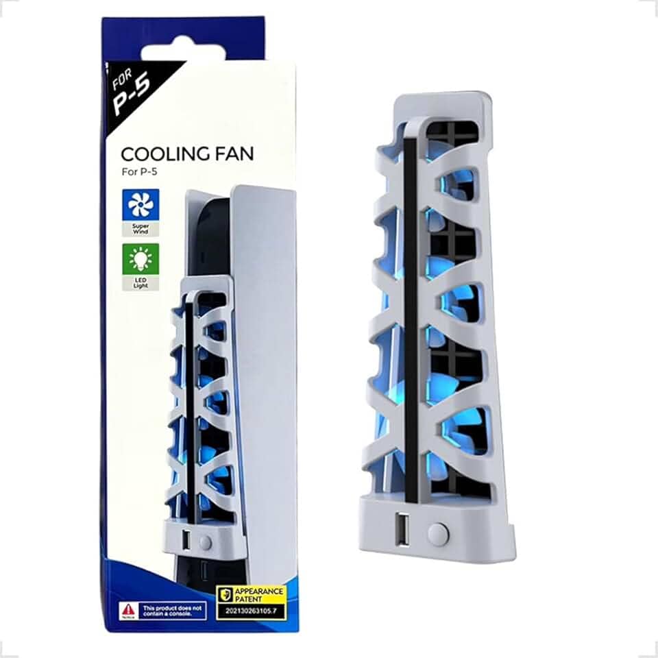 Cooler Fan Ventilador Resfriador Externo 5500rpm Usb com Led para Playstation 5 Ps5 Edição Digital e Mídia Física (Branco)