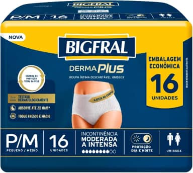 Roupa Íntima Bigfral Derma Plus P/M 16 Unidades