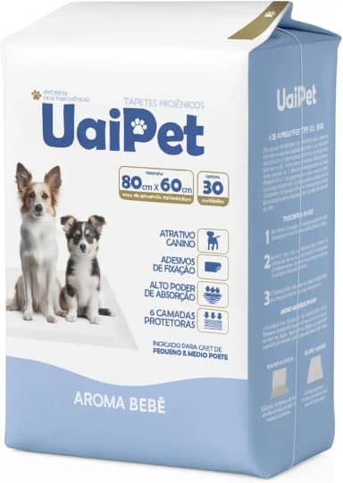 TAPETE HIGIÊNICO UAIPET PREMIUM 80cmx60cm C/30 - AROMA BEBÊ