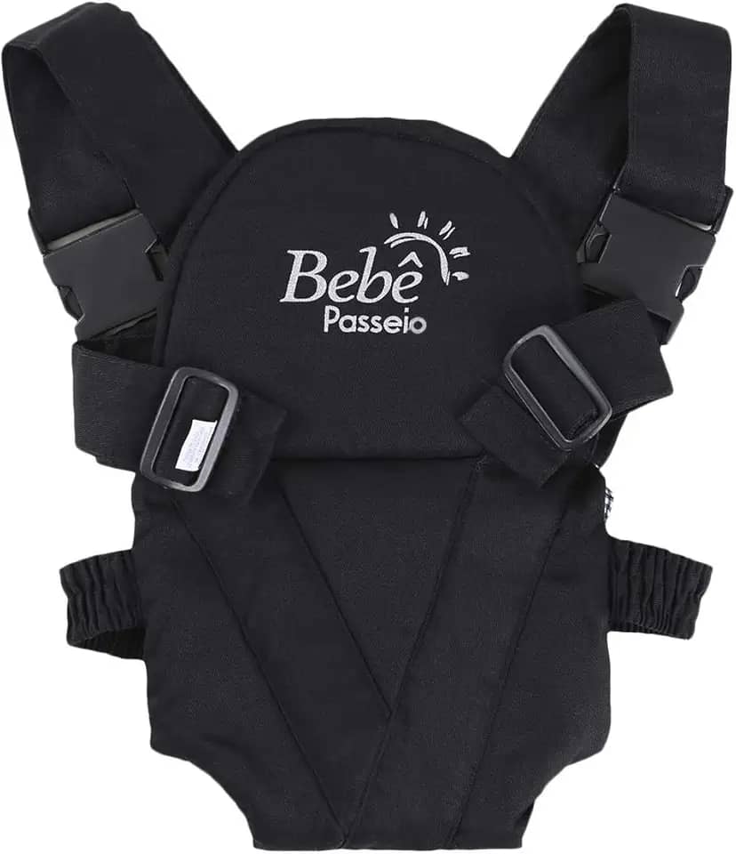 Canguru Carrega Bebê Ergonômico Passeio Suporta Até 15Kg - Preto