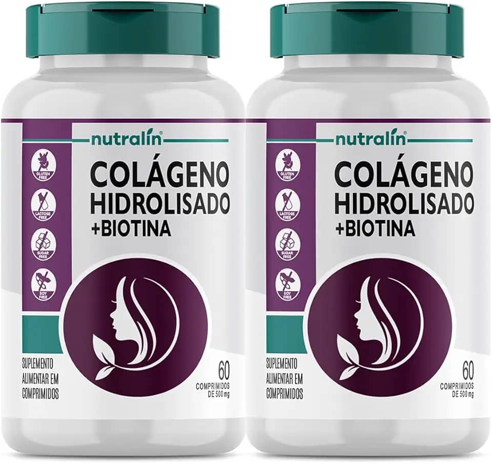 Combo 2 Colageno Hidrolisado 500mg Cabelo Pele Unha 60 Cap Nutralin