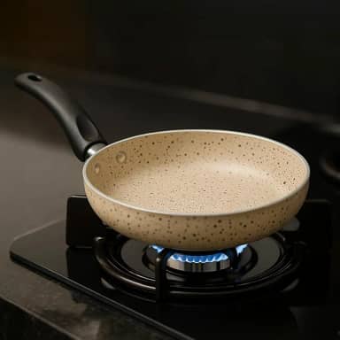 Mini Frigideira Antiaderente para Ovo Alegrete Linha Premium Gourmet Bege Stone 14 cm - Cozinha Prätica e Rápida.