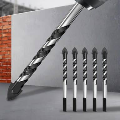 Conjunto de brocas de alvenaria, 5 peças, ponta de carboneto de força industrial profissional de 1/20.3 cm-1/5.1 cm para azulejo de vidro, tijolo, concreto, cerâmica
