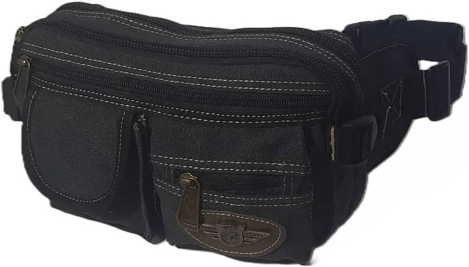 Pochete Masculina Reforçada Em Lona Vários Bolsos (preto)