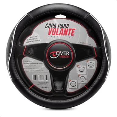 Capa Protetora de Volante Couro Sintético Sportline Preto com Branco Universal