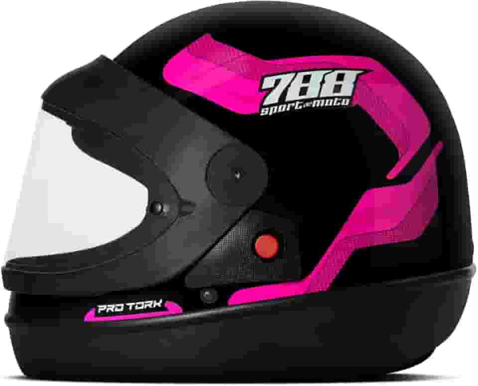 CAPACETE FECHADO PRO TORK SPORT MOTO 788 PRETO - ROSA TAM. 60