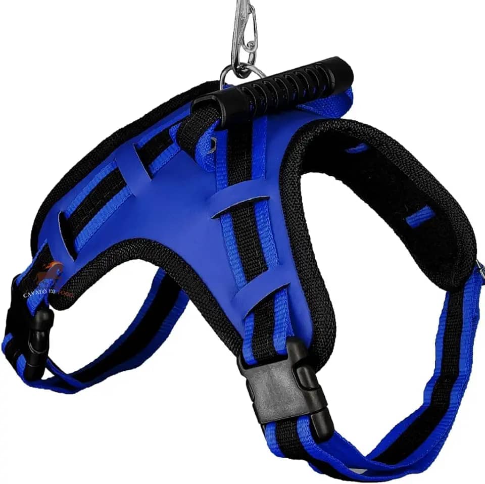 Coleira Peitoral Guia com Amortecedor Peiteira Para Cachorros Fortes(AZUL,M)