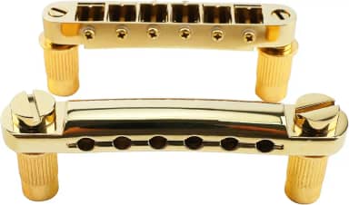 OVSAL Gold Tune-O-Matic Guitar Bridge e Stop Bar Tailpiece Combo M8 Metric Thread 6 Cordas Ponte Fixa Compatível com Peças de Reposição de Guitarra Elétrica Estilo LP SG Les Paul