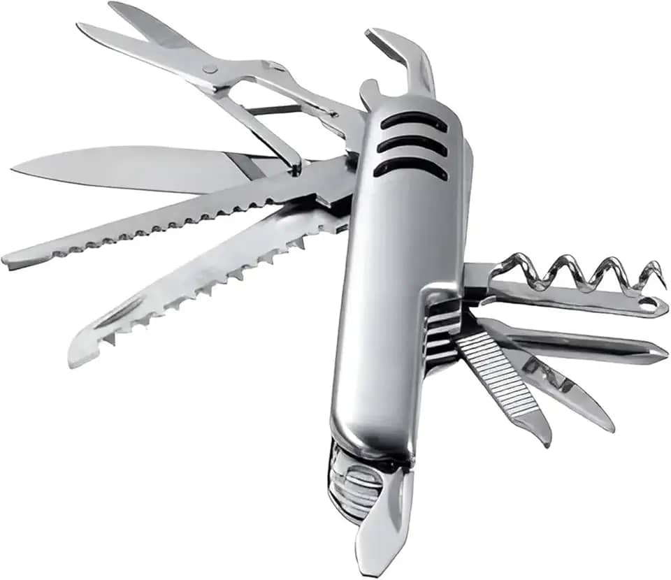 Canivete Suíço Multifuncional 11 Funções Aço Inoxidável 15cm Aberto e 9cm Fechado Compacto Resistente e Ideal para Camping Pesca e Viagem