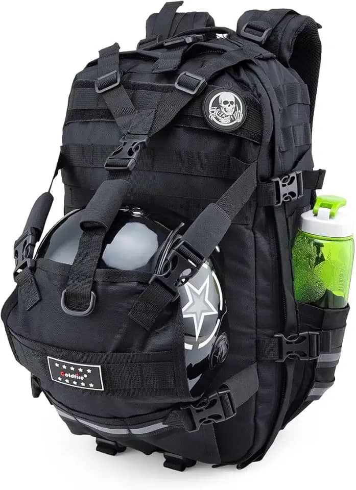 Mochila de capacete de motocicleta, estilo caveira, grande capacidade, impermeável, bolsa de armazenamento de capacete, para homem, ciclismo, viagem, equipamento de motocicleta (preto)