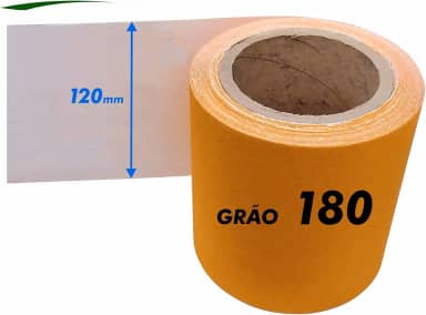 Lixa Para Madeira Rolo 5m x 12cm Grãos a Escolher 36 40 50 60 80 100 120 150 180 220 (Grão 180)