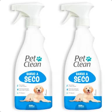 Kit 2 Banho a Seco Spray Sem Enxágue Pet Shop Banho e Tosa Cachorro e Gato Pet Clean 500 ml