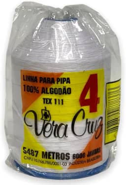 Linha Vera Cruz Para Pipas Fio 04 de 6000 Jardas 100% Algodão Tex 111 (Branco)