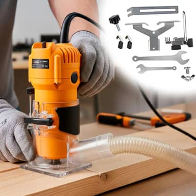 Tupia Laminadora Manual Elétrica 600w Pinça 1/4' 6mm 3000rpm Com Coletor de Pó (110V - AMARELO)