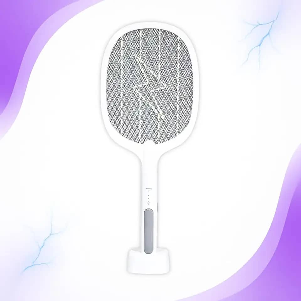 Raquete Elétrica Mata Mosquito Pernilongo 2 em 1 com Luz UV Armadilha Contra Dengue Insetos Recarregável USB Bivolt