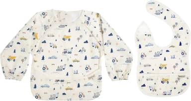 haakaa Conjunto de babador de bebê impermeável, à prova de bagunça de manga comprida e babador leve para comer, babador de alimentação infantil para desmame de bebês, lavável na máquina para 6 a 24