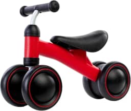 Bicicleta de Equilíbrio Infantil 4 Rodas Sem Pedal - Para Bebês +12 Meses, Estável e Segura Vermelha. Desenvolvimento Crianças Presente Unissex.