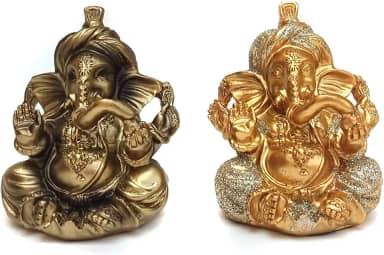 Ganesha Decorativa Hindu Deus Sorte Prosperidade Sabedoria Resina Estatueta 119 (ghanB119_dour)