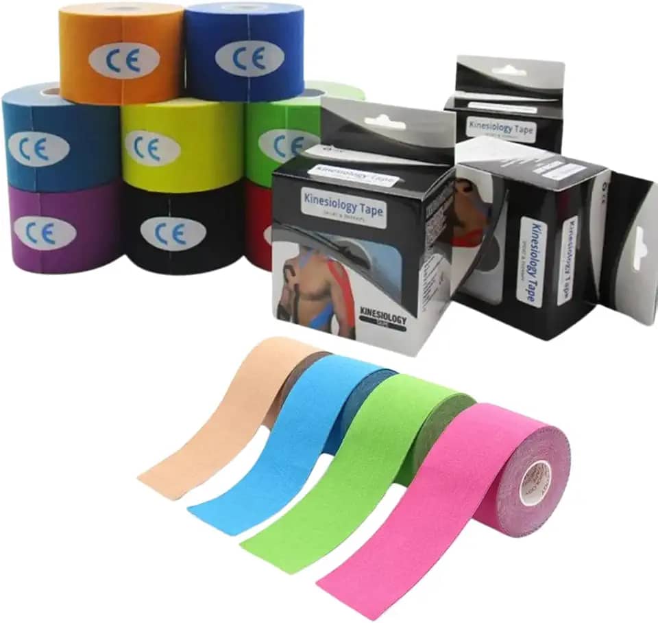 Kit 2 Fita Kinesio Tape Bandagem Elástica Adesiva Kinesiológica Para Fisioterapia Lesões Esportivas Alívio Dores Resistente à Água 5m Cores Sortidas | Premium MyBrins