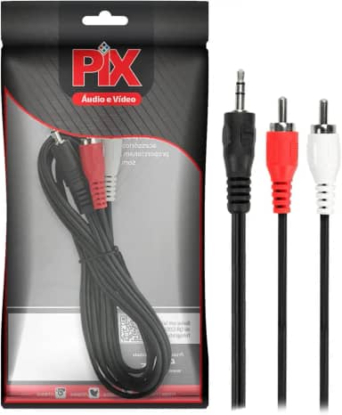 Cabo P2+Rca Niquel - P2 Estereo + 2 Rca Macho - 1.80M