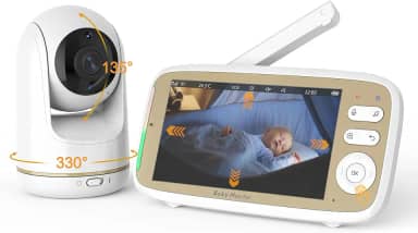 Babá Eletrônica com Câmera HD 720P – Baby Monitor de 5', Detecção de Som VOX, Voz Bidirecional, Controle Remoto de Visão Pan-Tilt e Transmissão Clara, Monitoramento Temperatura, Canção de Ninar