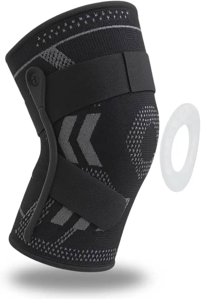 Joelheira 3D Silicone de compressão articulada | Modelo PREMIUM com hastes flexíveis e ajustáveis |DEPARTAMENT STORE (PRETA, GG)