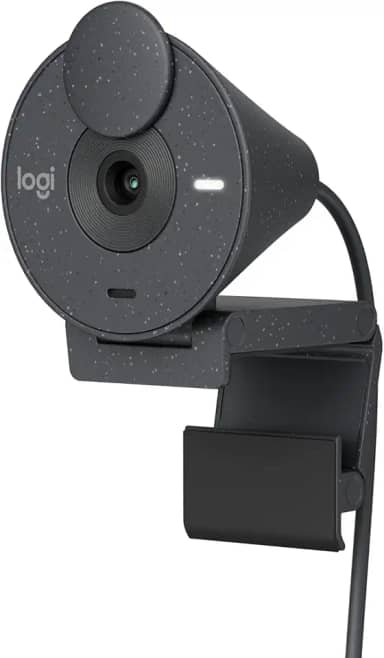 Webcam Full HD Logitech Brio 300 com Microfone com Redução de Ruído, Proteção de Privacidade, Correção Automática de Luz e Conexão USB-C- Grafite