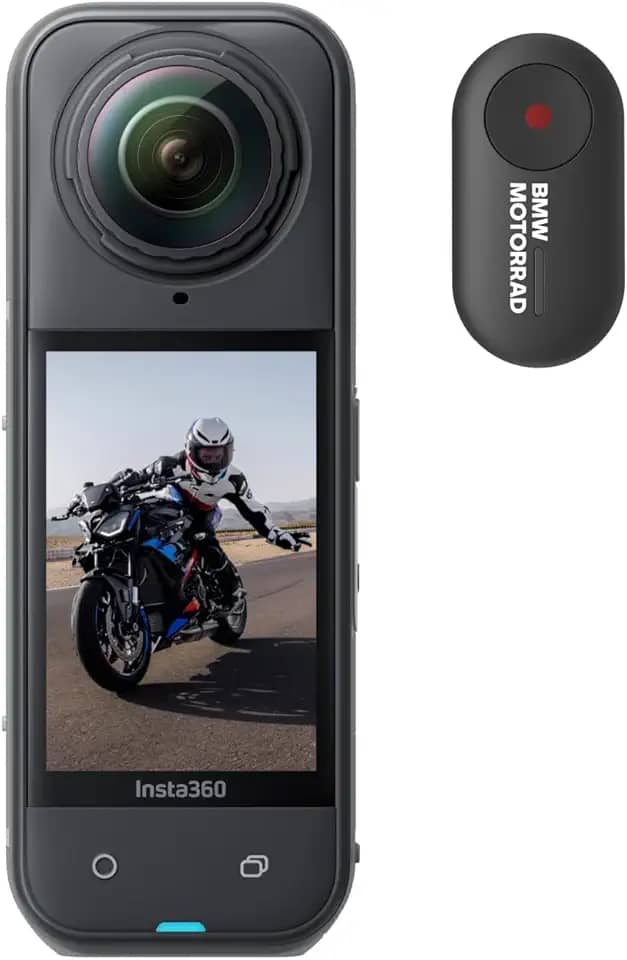 Insta360 X5 BMW Motorrad Edition – Câmera de ação 8K 360 à prova d'água, com pouca luz, efeito de bastão de selfie invisível, lente robusta e substituível, bateria de 3 horas, protetor de vento