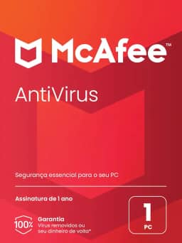 McAfee AntiVirus Protection | 1 PC (Windows) | Software de segurança cibernética inclui proteção antivírus, software de segurança da Internet | Assinatura de 1 ano | Cartão-chave