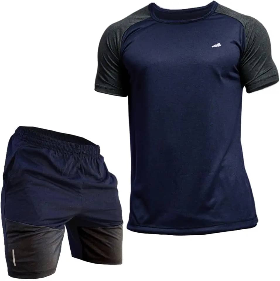 Conjunto Masculino Academia Camisa Raglan + Short Dry-Fit