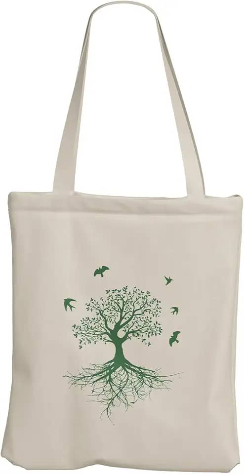 Ecobag Natureza Pássaros e Árvores Bolsa de Praia Grande Sacola de Tecido Algodao Dobrável Resistente 30x40 REC store