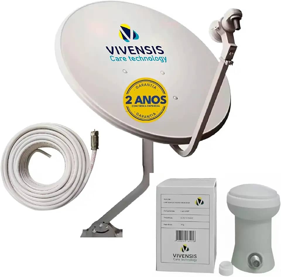 Kit Parabolica Digital Ku + Lnbf + Cabo 15 Metros Branco