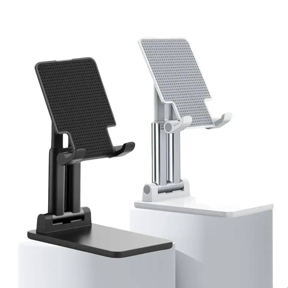 Suporte Para Celular e Tablet Dobrável Portátil Ajustável Apoio Mesa Preto Branco Estudo (Preto)
