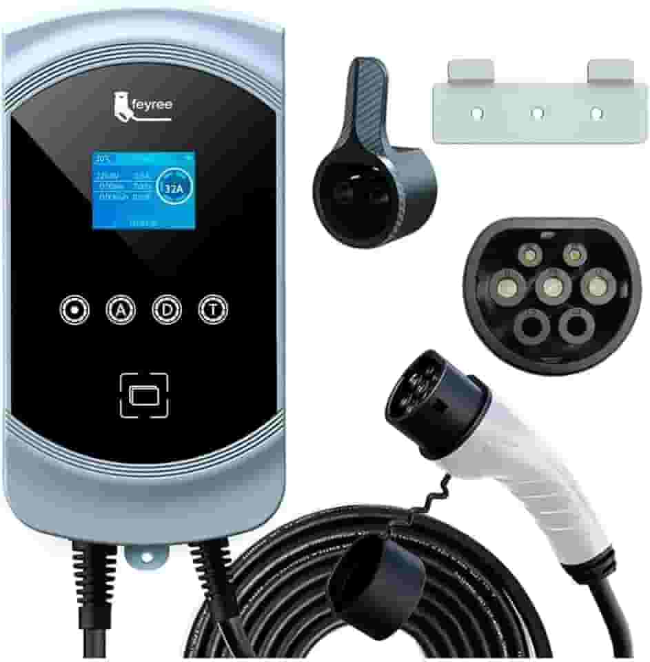 Carregador Portátil para Carro Elétrico, 7,6KW 32A 85-264V Tipo 2, Cabo 5M, Carregamento Interno/Externo, Wi-Fi, Carregador EV Tipo 2 para Carros