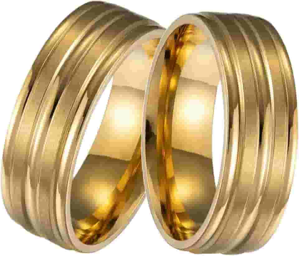 Alianças Italianas Par Diamantadas Aço Com Tungstenio Banhadas a Ouro 24k e Caixa de Veludo Premium Casamento Noivado Namoro