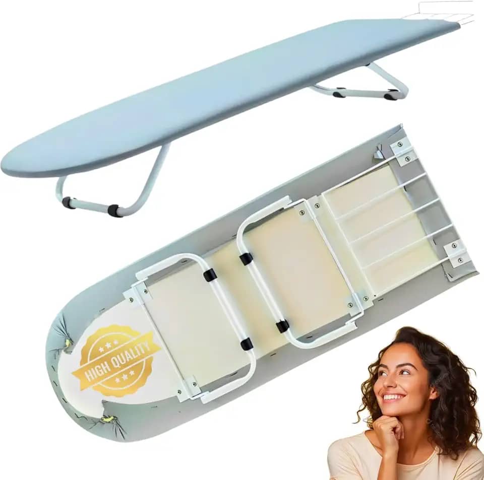 Tabua De Passar Roupa Dobrável Portátil Mesa Com Porta Ferro Retrátil