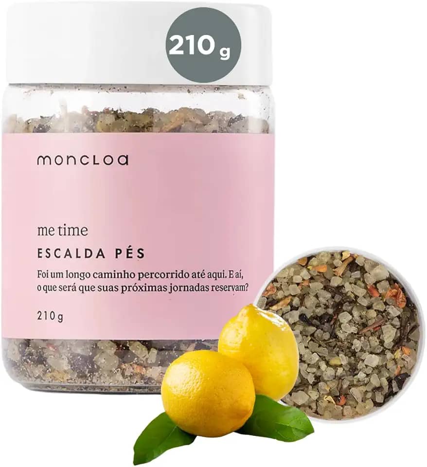 Moncloa Escalda Pés Me Time 210g - Relaxamento e Bem-Estar, Sais Minerais e Óleos Essenciais. Alivia Tensão, Melhora Circulação e Renova as Energias. Aroma Delicado e Calmante