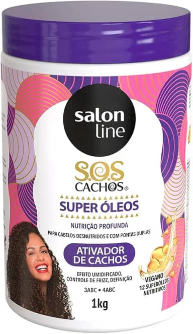 Salon Line, Ativador de Cachos, SOS Cachos, Super Óleos, Nutrição Profunda, Vegano - Cabelos Cacheados e Crespos, 1 Kg