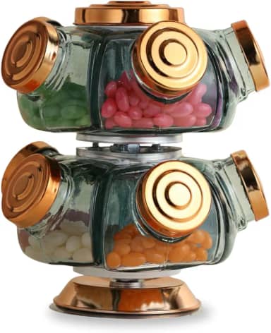 Baleiro Giratório de Vidro Duplo - Prático, Bonito e Cheio de Nostalgia - Vidro&Decor (Cobre)