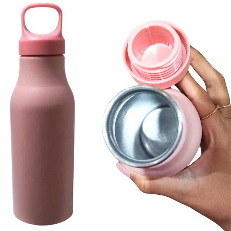 Garrafa Squeeze de Agua 650ml Alumínio para Academia Atividades Físicas com Alça Sanfe (Rosa)