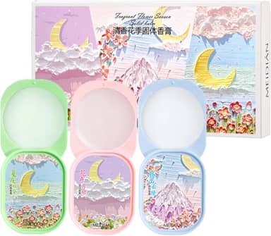 Pakivs Conjunto de 3 peças de bálsamo de perfume sólido, bálsamo de bolso portátil perfeito para uso em viagens, perfume de fragrância natural para mulheres e meninas