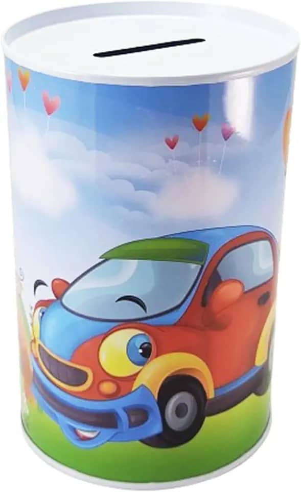 Cofrinho, Cofre Infantil, Cofrinho Moedas Infantil em Metal DT1563FV Cofre de Moedas com Ilustrações de Fuscas e Ônibus. Além de Ensinar o Hábito de Poupar Desde Cedo, Ele Traz Diversão e Alegria.