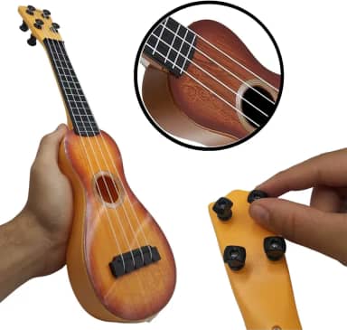 Brinquedo Violao Infantil Ukulele Para Criança Cordas Nylon Regulável Acústico Cavaquinho Violão Cor Marrom Decoração (Cor Marrom Claro)