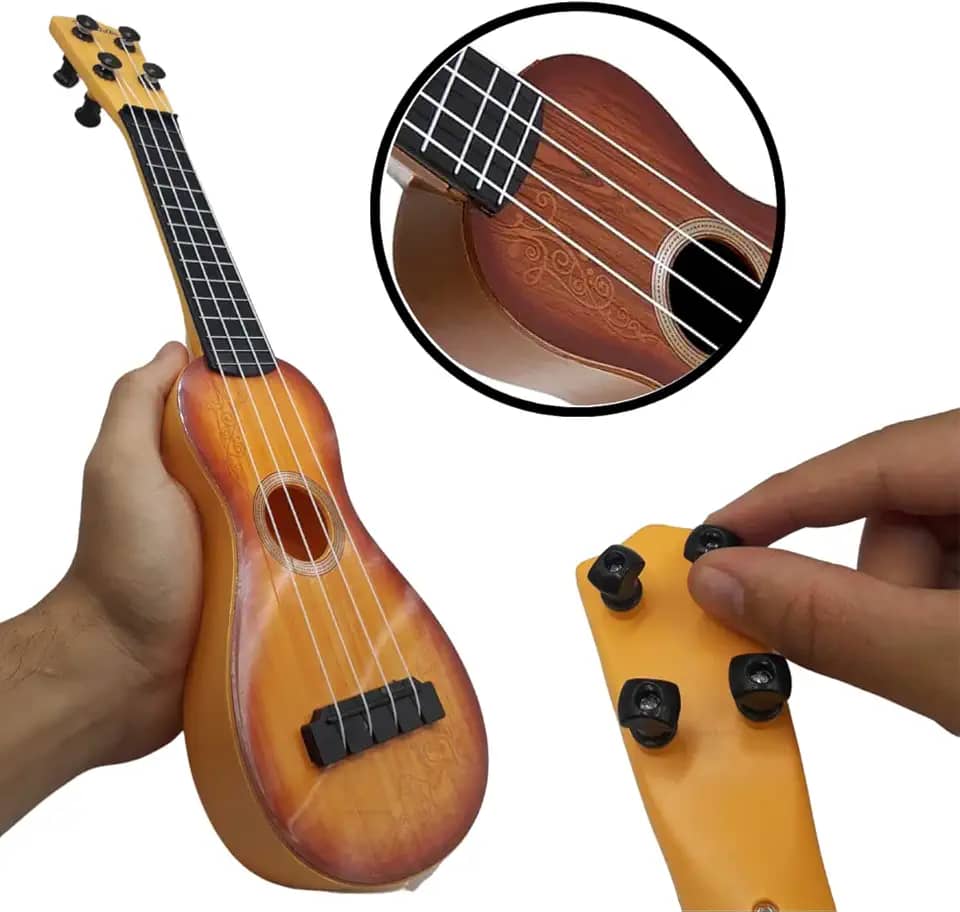 Brinquedo Violao Infantil Ukulele Para Criança Cordas Nylon Regulável Acústico Cavaquinho Violão Cor Marrom Decoração (Cor Marrom Claro)