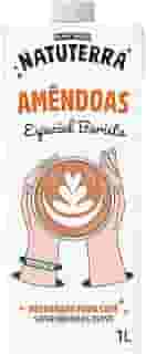 Bebida Vegetal Barista de Amêndoas Natuterra 1L Leite Vegetal de Amêndoas | Bebida de amêndoas sem adição de açúcar, sem lactose, sem colesterol, sem glúten e livre de soja, baixo em calorias | 100% plant based