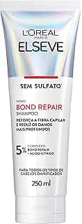 L'Oréal Paris Elseve Bond Repair Shampoo Reparação Molecular com Ácido Cítrico, Limpeza Suave Sem Sulfato, Reconstrói Ligações e Devolve Força aos Cabelos Danificados, 250ml