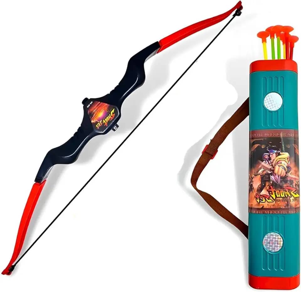 Kit Arco e Flecha Infantil com Aljava, 64cm, 6 Flechas com Ventosa, Brinquedo para Crianças +5 Anos