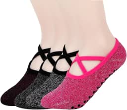 Meias Antiderrapantes Para Loga Treino Pilates Barre Meia Sapatilha Feminina Corrida Fitness